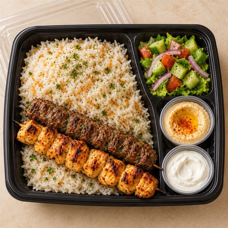 Mixed Grill Box in a takeaway delivery container